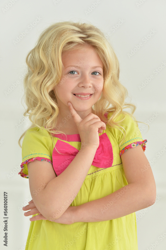 girl posing standing in a white studio