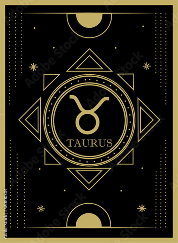 Taurus horoscope and zodiac constellation symbol Minimalist Vector for tarot card