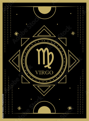 Virgo horoscope and zodiac constellation symbol Minimalist Vector tarot card for tarot reader	