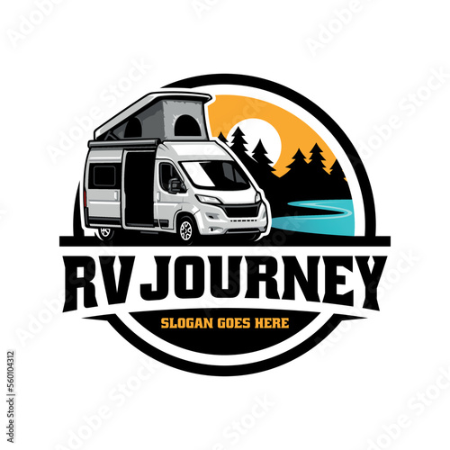 RV camper car illustration logo vector