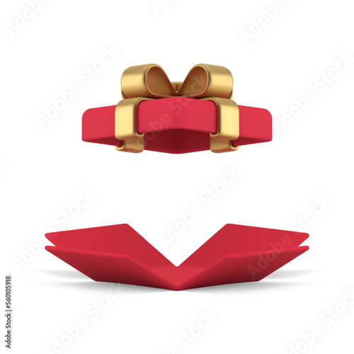 Red open gift box cardboard container for holiday surprise 3d icon realistic vector illustration