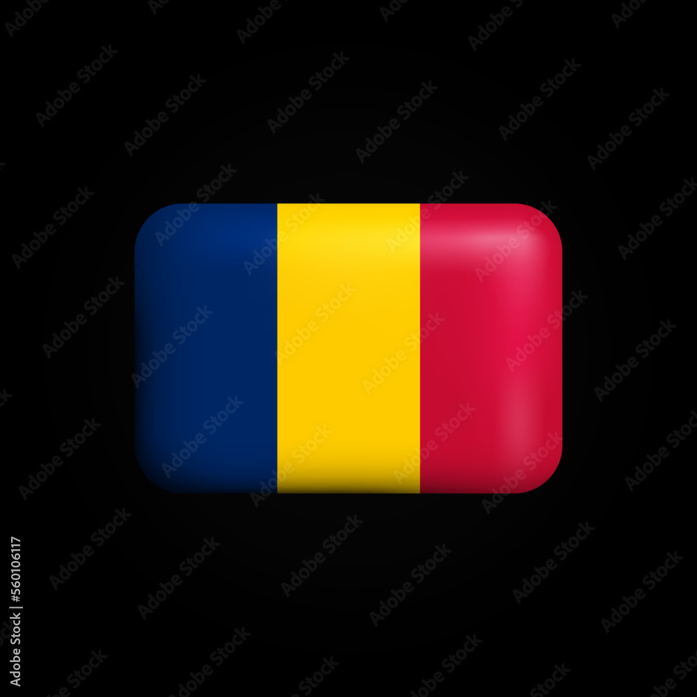 Fototapeta premium Chad Flag 3D Icon. National Flag of Chad. Vector illustration