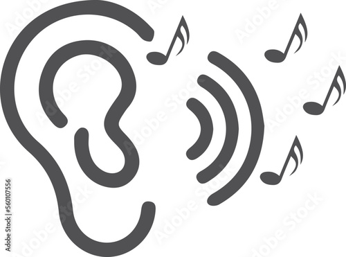 Attentively ear listen icon, hearing icon black vector