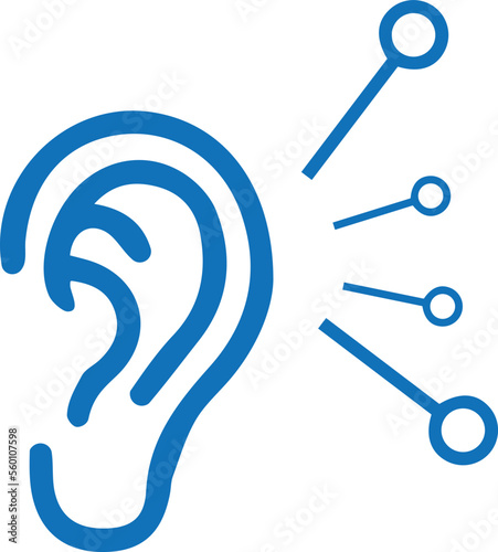 Attentively ear listen icon, hearing icon blue vector
