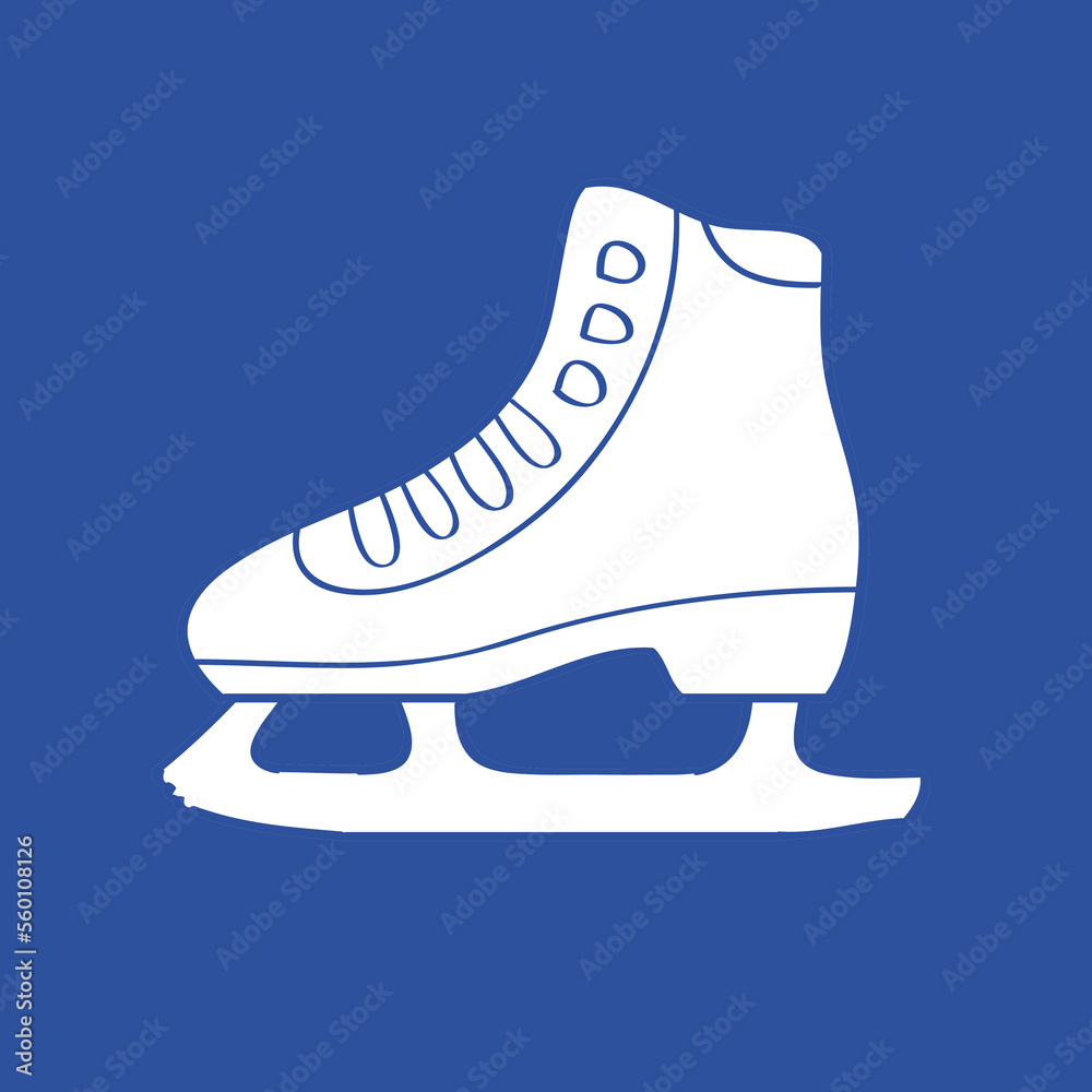 White ice skate icon flat vector