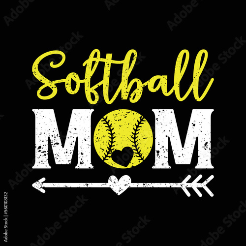 Softball Mom. Baseball T-Shirt design, Vector graphics, typographic posters, or banners.