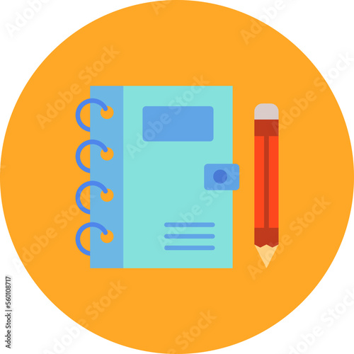 Notebook Multicolor Circle Flat Icon