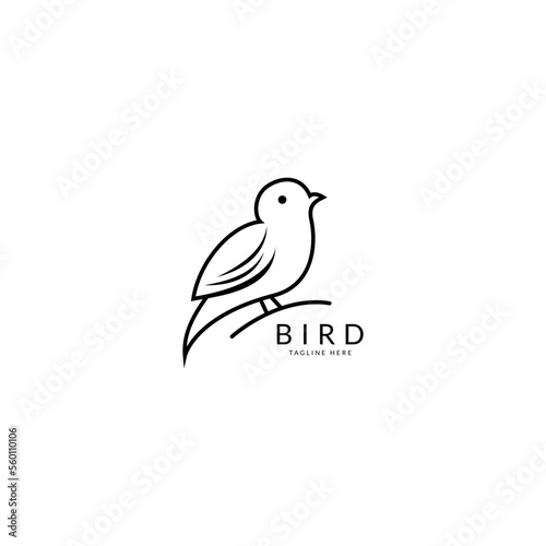 bird logo vintage with sun background vector illustration design