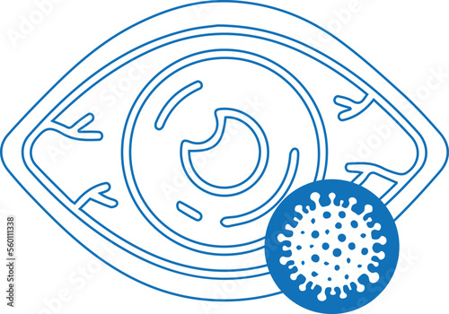 Eye infection icon, eye disease icon blue vector 