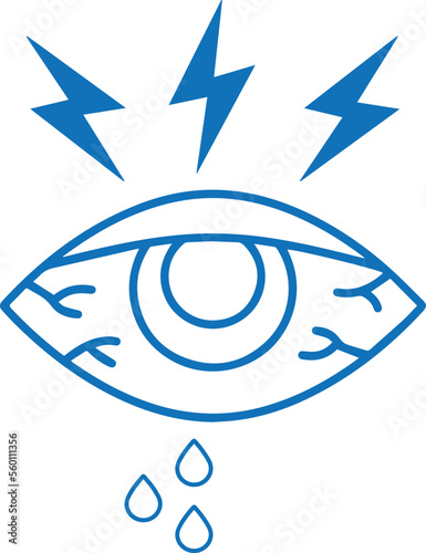 Eye infection icon, eye disease icon blue vector 