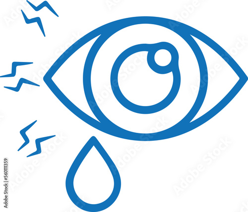 Eye infection icon, eye disease icon blue vector 