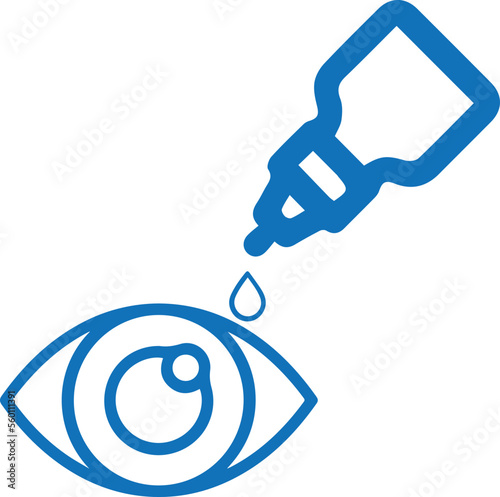Eye infection icon, eye disease icon blue vector 