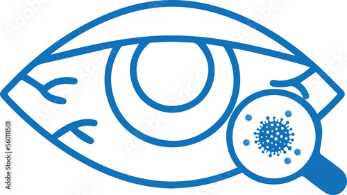 Eye infection icon, eye disease icon blue vector 