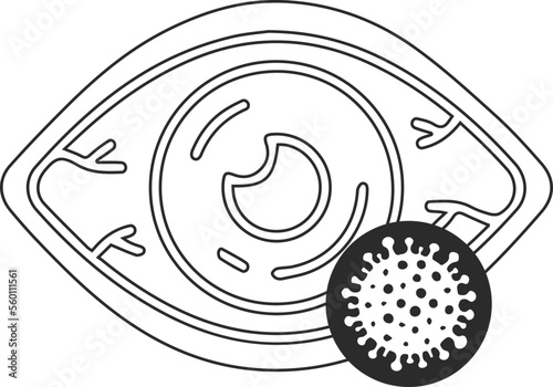 Eye infection icon, eye diseases icon black vector