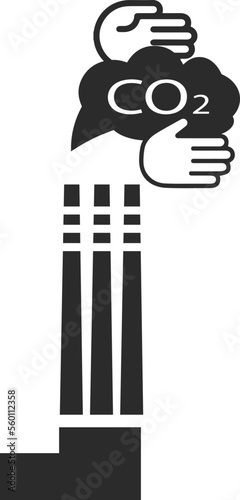 Hands capture co2 cloud icon, capture co2 gas icon black vector