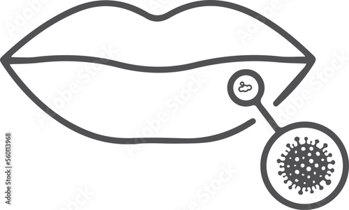 Mouth infection icon, mouth disease icon black vector