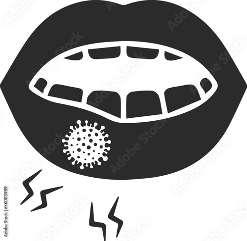 Mouth infection icon, mouth disease icon black vector