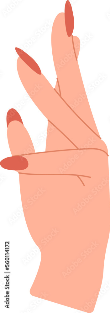 Showing hand and fingers with manicure flat icon Showing hand and fingers with manicure flat icon