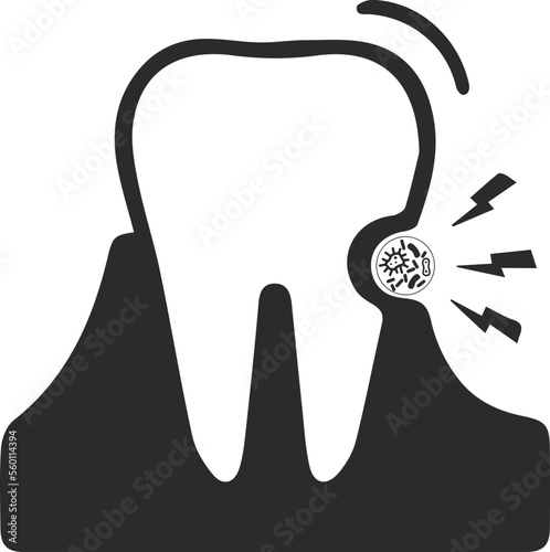 Oral infection icon, mouth infection icon black vector