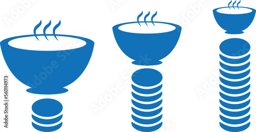 Rising price for food icon, food price hike icon blue vector