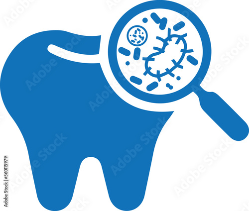 Teeth infection icon, cavity icon blue vector