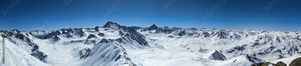 Jorihorn. Ski touring mountain in the Grison mountains with fantastic views of the surrounding mountains. Davos Klosters