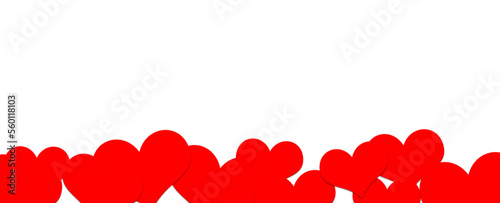 Red big hearts on the bottom of a white clean copy space illustration background.