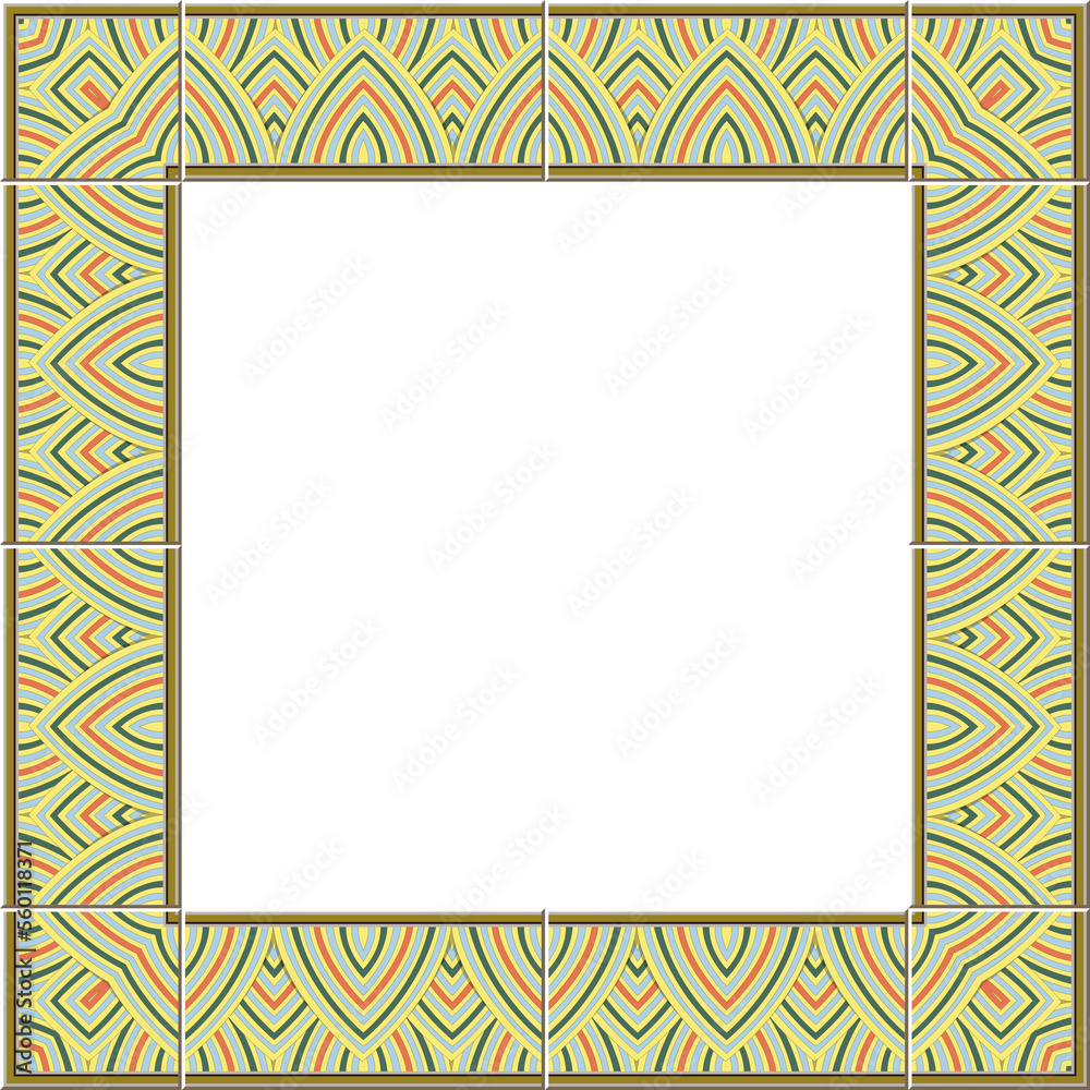 Antique square tile frame curve cross line kaleidoscope Antique square tile frame curve cross line kaleidoscope