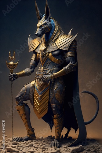 Anubis ancient Egyptian god of death. Fantasy scenery. concept art.generative ai
