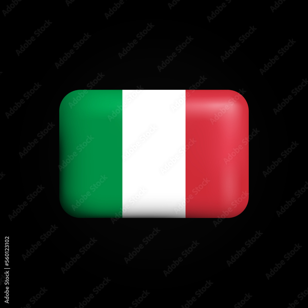 Italy Flag 3D Icon. National Flag of Italy. Vector illustration