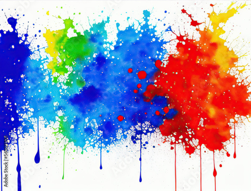 colorful ink splashes white background