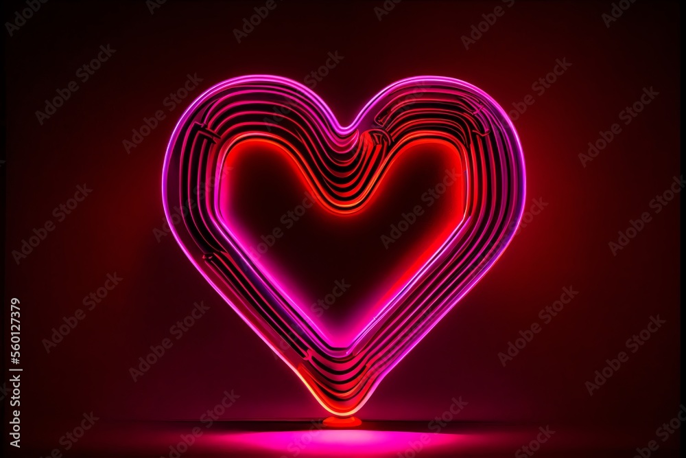 A Neon sign heart. Valentines day. Generative AI