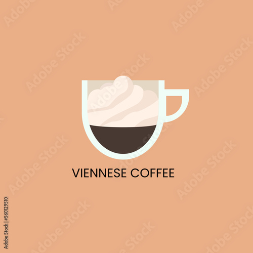Delicious viennese coffee icon isolated. Drink vector illustration design	