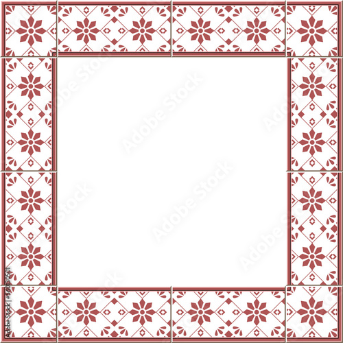 Antique square tile frame botanic garden vintage pattern geometry polygon cross flower