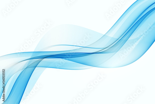 Blue transparent wave design element on white background.