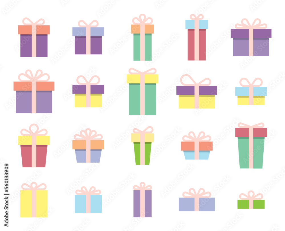Gift Box in Pastel Color. Flat Style Design Gift Box in Pastel Color. Flat Style Design