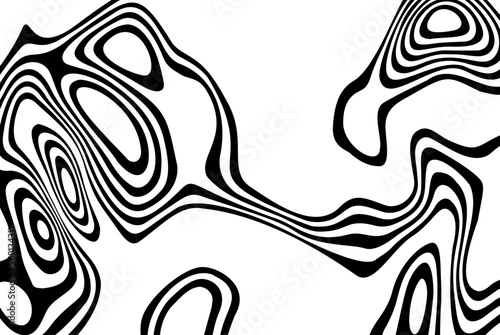 Vector black and white background, pattern, wallpaper. Stylish texture with wavy stripes lines. Geometric abstract background illustration.