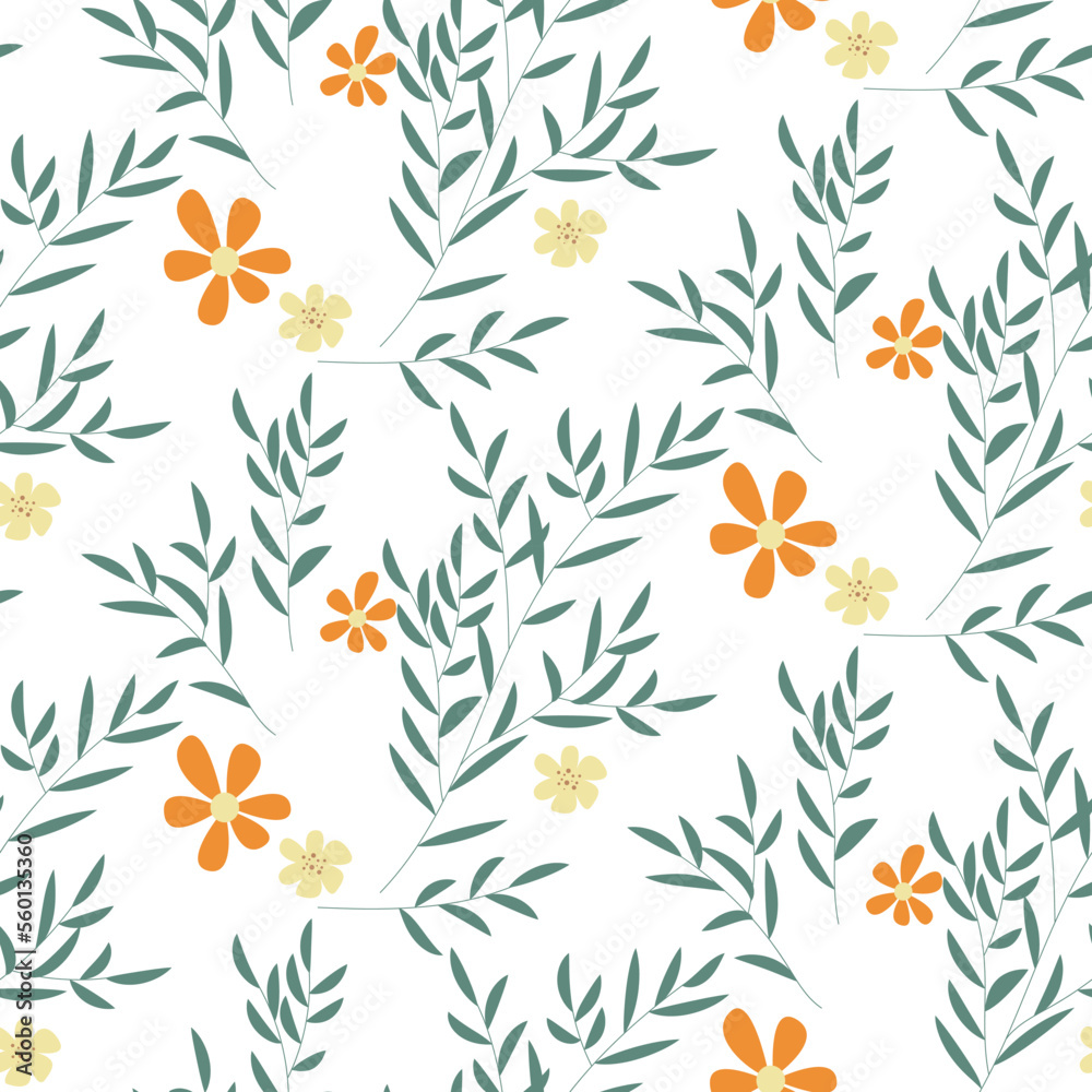 Seamless botanical pattern with hand drawn flowers and leaves on white. Abstract floral texture. Wrapping paper Seamless botanical pattern with hand drawn flowers and leaves on white. Abstract floral texture. Wrapping paper