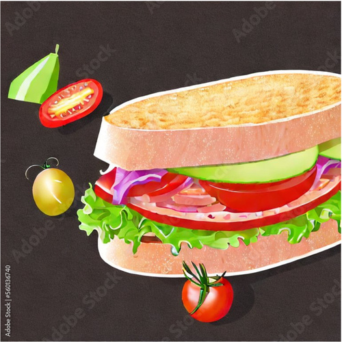 Sandwich - belegte Brote mit Wurst, Käse und Salat