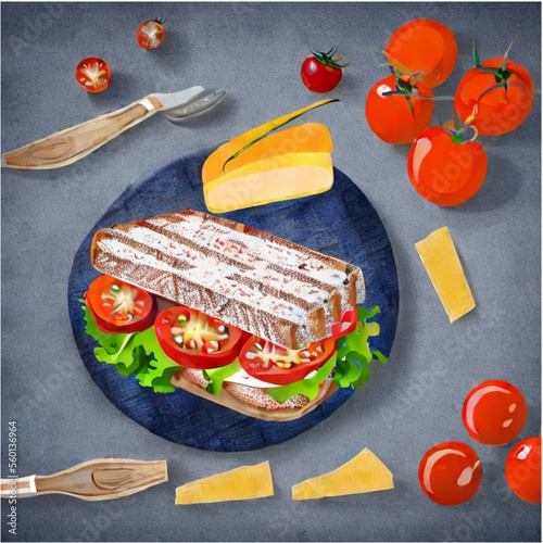 Sandwich - belegte Brote mit Wurst, Käse und Salat