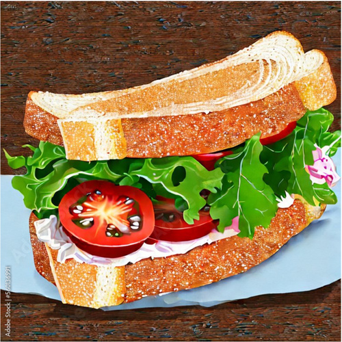 Sandwich - belegte Brote mit Wurst, Käse und Salat