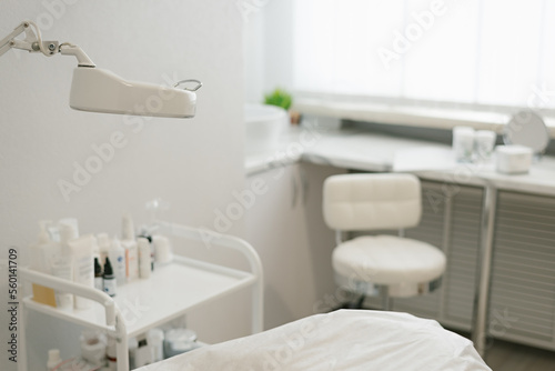 Interior of beautician room in aesthetic medicine salon. skincare saloon treatment © Viktoryia