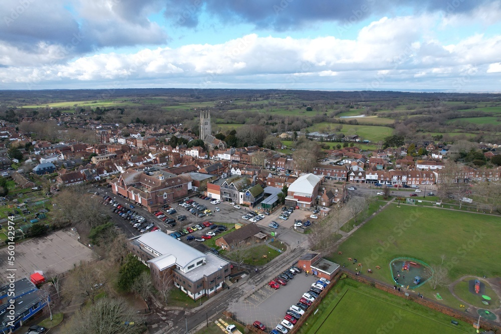 .Tenterden Kent UK Aerial drone of high street and town centre