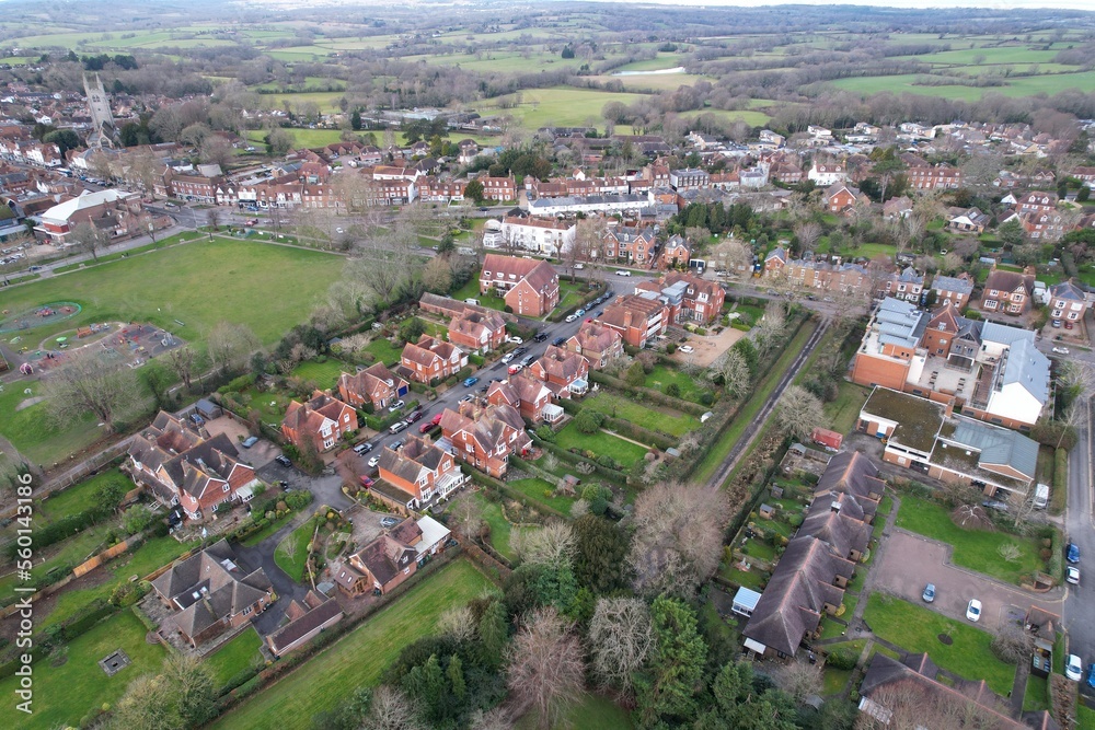 Tenterden Kent UK Aerial drone view of Town