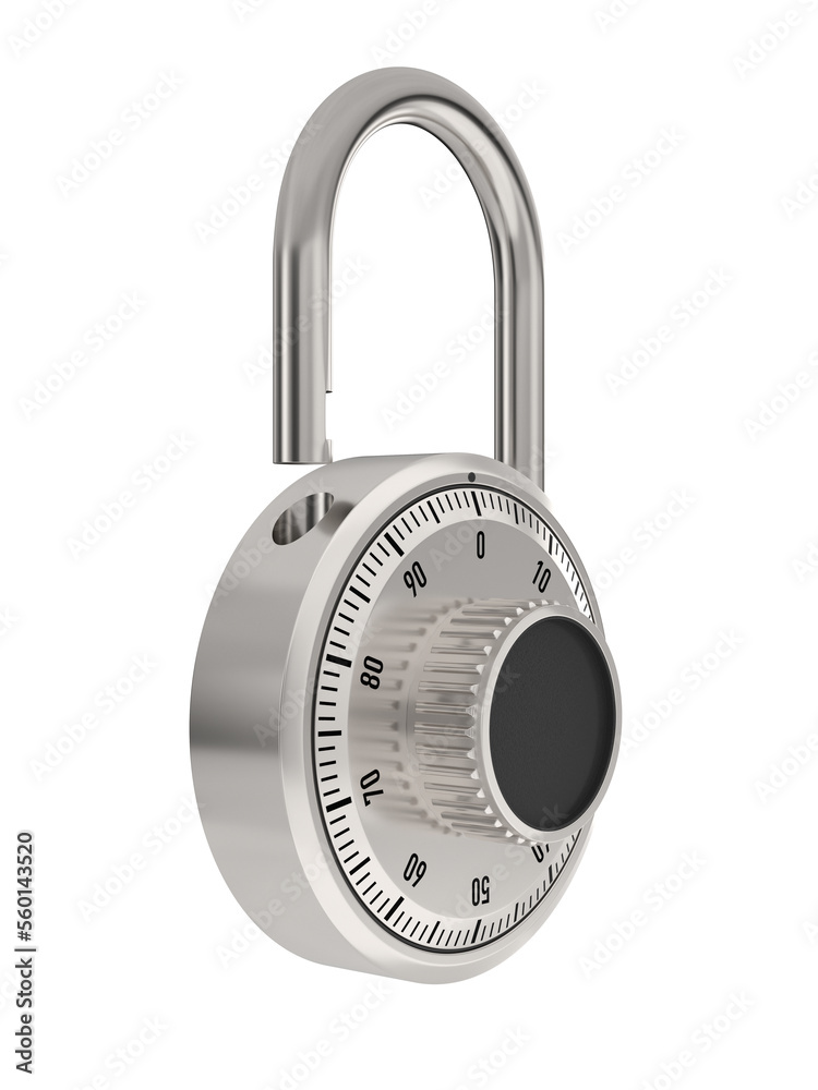 Open combination padlock on white background. Isolated 3d illustration Open combination padlock on white background. Isolated 3d illustration