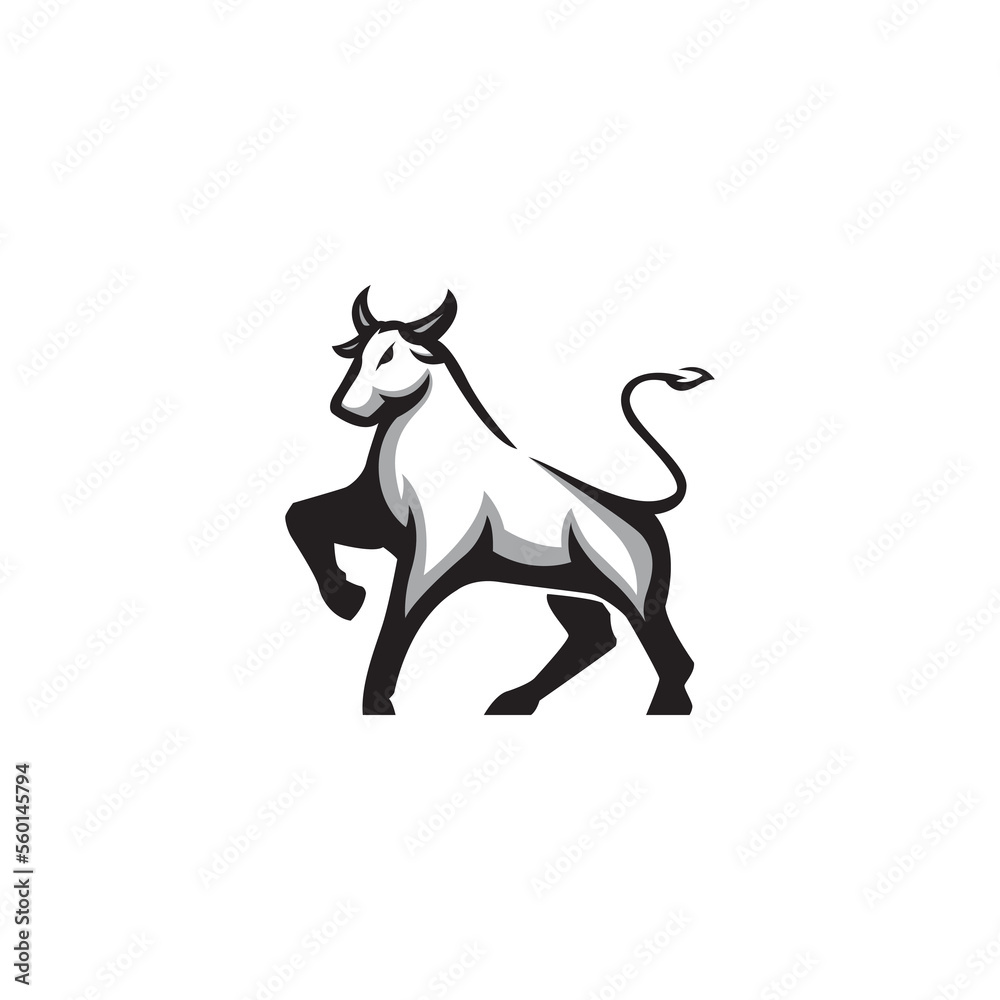Fototapeta premium bull silhouette black logo concept template