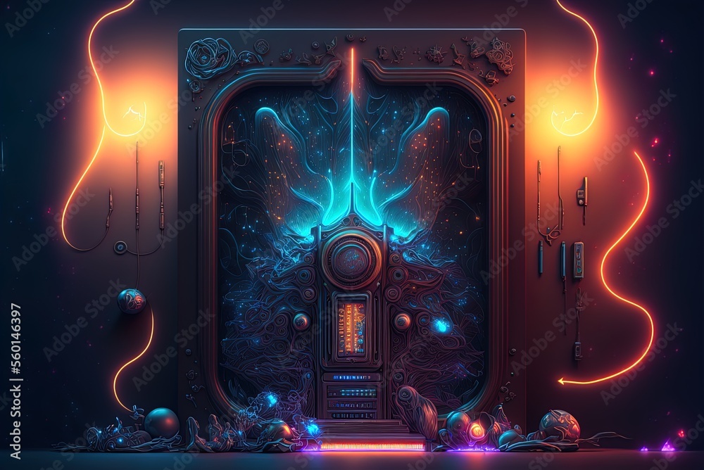 compilation of spacethemed wallpapers using a neonlit machine