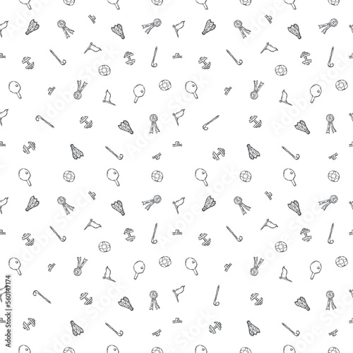 Seamless vector pattern with sports icons. Doodle vector illustration with sport icons. Vintage sport pattern