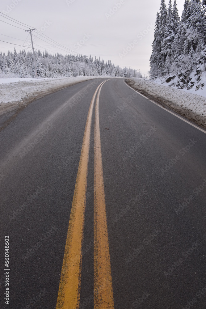 A country road in winter, Québec, Canada A country road in winter, Québec, Canada