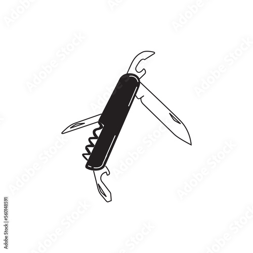 Camping penknife icon. Isolated tourism penknife icon vector. Travel equipment tourism camp penknife illustration for explore camping design
